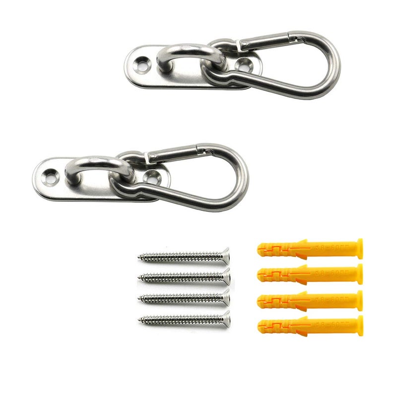 Lind Kitchen 2 Set M8 Ceiling & Wall Mount Hanging Hardware Fitting Set 304 Stainless Steel Heavy Duty Strip Pad Eye Plate + Snap Hook for Yoga Hammock Chair Swings Marine Boat Accessories - Image 1